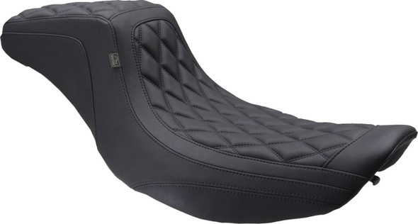 Mustang - Black Stitch Double Diamond One Piece 2-Up Squareback Seat fits '99-'07 FLHT/​FLHR/​FLTR/​FLHX Models