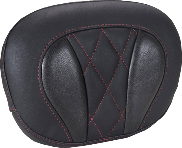 MUSTANG - 08220646 - Deluxe Sissy Bar Pad - Diamond - Dark Cherry Stitch - FLT/FLH '23-'25