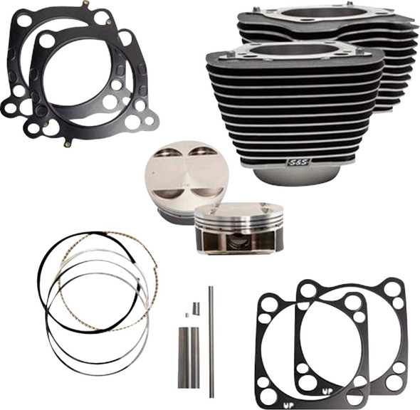 S&S CYCLE - 09311196 - Cylinder Kit - 4.625" Stroke - Wrinkle Black w/Highlights - M8