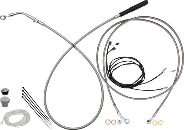 FAT BAGGERS INC. - 06621299 - EZ Install Kit - 10" Handlebars - Upper Clutch - Full Length - Braided Stainless Steel
