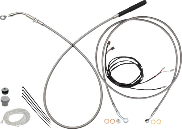 FAT BAGGERS INC. - 06621333 - EZ Install Kit - 16" Handlebars - Upper Clutch - Full Length - Braided Stainless Steel