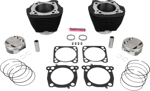 S&S Cycle - 910-0849A - 136" Cylinder Kit - 4.320" Bore, 4.625" Stroke - Wrinkle Black w/o Highlighted Fins - Fits '17-Up M8 Models