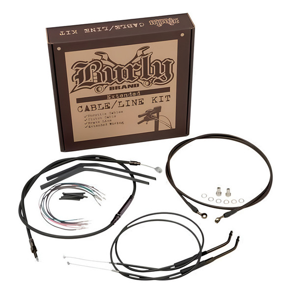 Burly Brand - 14" Handlebar Cable/ Brake Line Extension Kit - fits Single Disc '14-'22 XL Sportster (Non-ABS)