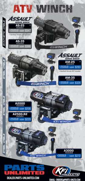 Kfi Products - 45050927 - A2500-R2 ATV Winch - 2500 lb - Steel Cable