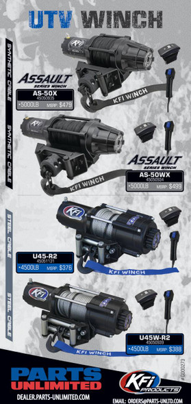 Kfi Products - 45050934 - AS-50WX Assault Winch - 5000 lb - Synthetic Cable - Wide - 50'