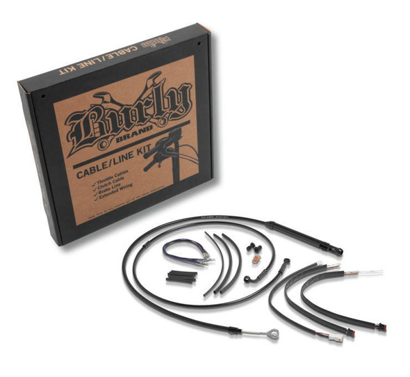  Burly Brand - 14" T-Bar Cable/ Brake Line Extension Kit - fits Dual Disc '16-'17 FXDLS (ABS) 