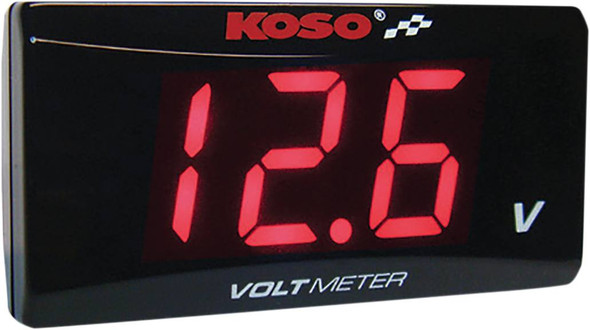 Koso North America - 22120563 - Super Slim Volt Meter - Red Digits - 2.22" W x 1.06" H x 0.43" D