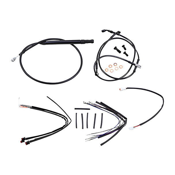 Burly Brand - Black Vinyl Handlebar Cable and Brake Line Kits for 14" Jail Bars on '18-'19 FXFB/ FXFBS Softail Models W/O ABS