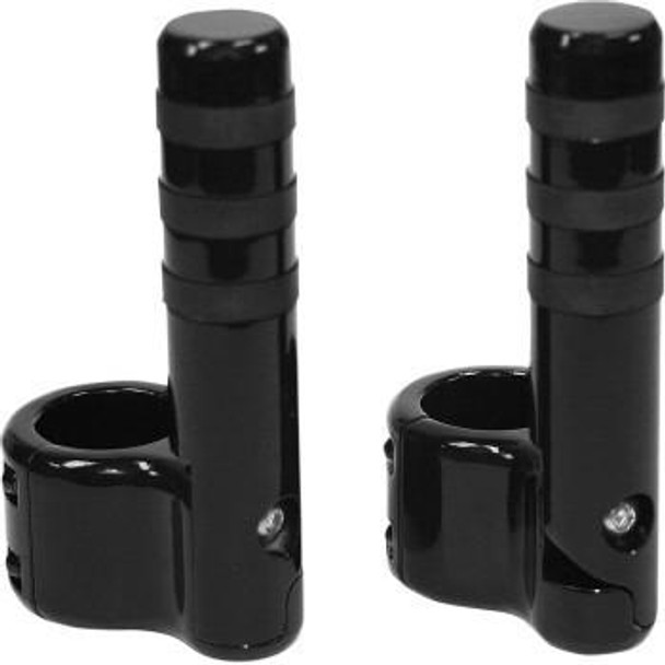  Lindby - Clamp-On Engine Guard Ribbed Footpegs for 1-1/2" Tubing - Black Anodized 