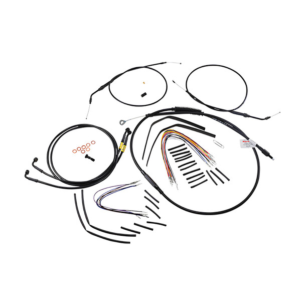 Burly Brand - 12" Black Handlebar Cable/Brake Line Install Kit fits Dual Disc '08-'11 FXDF Dyna Models