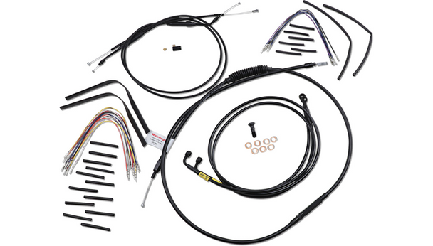Burly Brand - 12" Black Handlebar Cable/Brake Line Install Kit fits Dual Disc '99-'05 FXDX/ FXDL Dyna Models