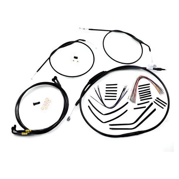 Burly Brand - 14" Black Handlebar Cable/Brake Line Install Kit fits Dual Disc '99-'05 FXDX/ FXDL Dyna Models