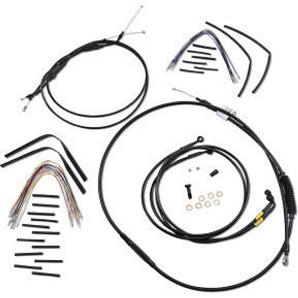  Burly Brand - 16" Black Handlebar Cable/Brake Line Install Kit fits Dual Disc '99-'05 FXDX/ FXDL Dyna Models 