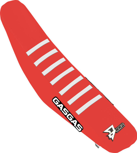 D'Cor Visuals - 30-65-101 - Seat Cover - Red/White Ribs - Gas Gas MC '23-'26