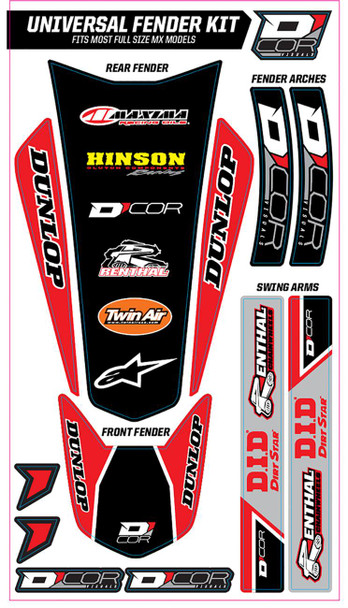 D'Cor Visuals - 15-10-100 - Universal Trim Kit - Red