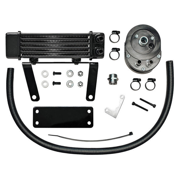 Jagg - Black Low Mount 6-Row Horizontal Oil Cooler fits '00-'17 Softail Models (Exc. ABS Models)