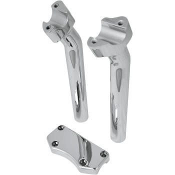 Drag Specialties Handlebar Riser/Top Clamp Kits for 1" Diameter Clamping Area - 9-1/2" Rise with 1-1/2" Pullback Chrome