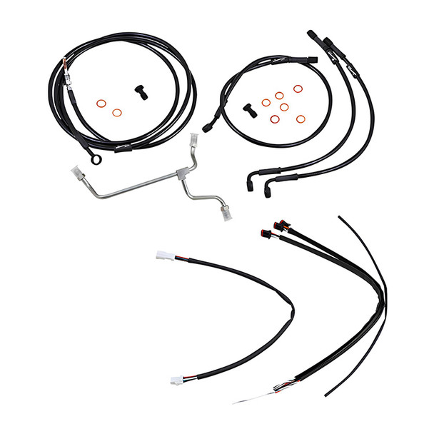 Burly Brand - Black Handlebar Cable/Line Install Kit for 14" Ape Hanger Bar fits '17-'23 FLHR/FLTRX Models (W/O ABS)