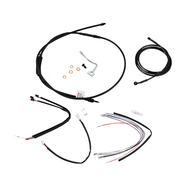 Burly Brand - Black Handlebar Cable/Line Install Kit for 18" Ape Hanger Bar fits '14-'16 FLHR/FLHRC Models (W/ ABS)