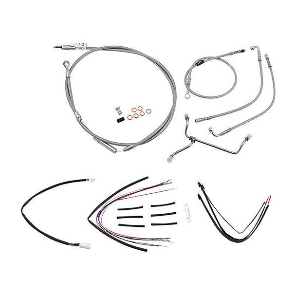 Burly Brand - Stainless Steel Handlebar Cable/Line Install Kit for 14" Ape Hanger Bar fits '14-'16 FLHR (W/O ABS)