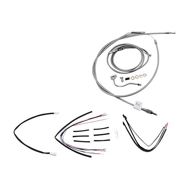 Burly Brand - Stainless Steel Handlebar Cable/Line Install Kit for 14" Ape Hanger Bar fits '14-'16 FLHR/FLHRC Models (W/ ABS)