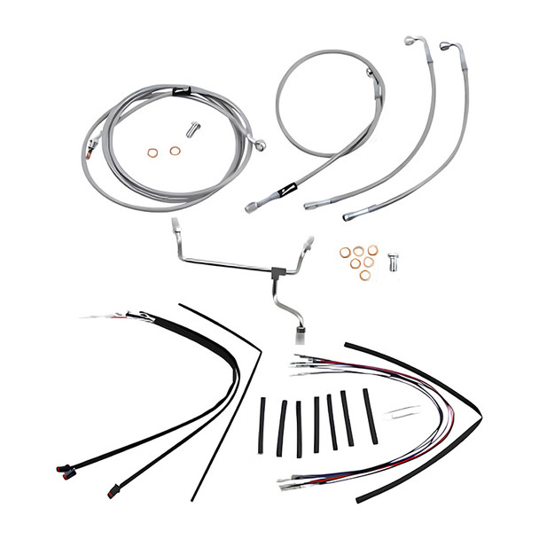 Burly Brand - Stainless Steel Handlebar Cable/Line Install Kit for 16" Ape Hanger Bar fits '15-'16 FLTRX Model (W/O ABS)