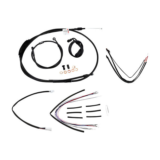 Burly Brand - Black Handlebar Cable/Line Install Kit for 18" Ape Hanger Bar fits '14-'16 FLHR (W/O ABS)