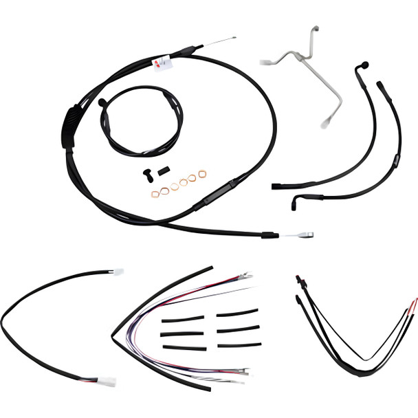 Burly Brand - Black Handlebar Cable/Line Install Kit for 14" Ape Hanger Bar fits '14-'16 FLHR (W/O ABS)