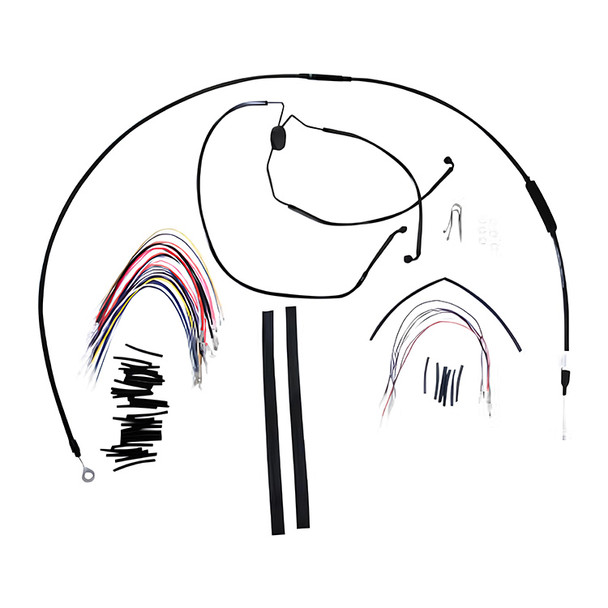 Burly Brand - Black Handlebar Cable/Line Install Kit for 15" Ape Hanger Bar fits '08-'13 FLHX, FLHT/C/U & H-D FL Trikes (W/O ABS)