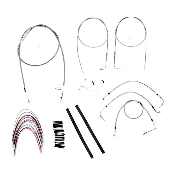 Burly Brand - Stainless Steel Handlebar Cable/Line Install Kit for 16" Ape Hanger Bar fits '07 FLHR/I/CI/S/SI & FLTR (W/O Cruise)
