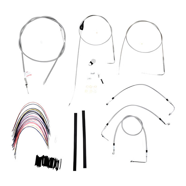 Burly Brand - Stainless Steel Handlebar Cable/Line Install Kit for 16" Ape Hanger Bar fits '02-'06 FLHR/I/CI/S/SI & FLTR (W/ Cruise)