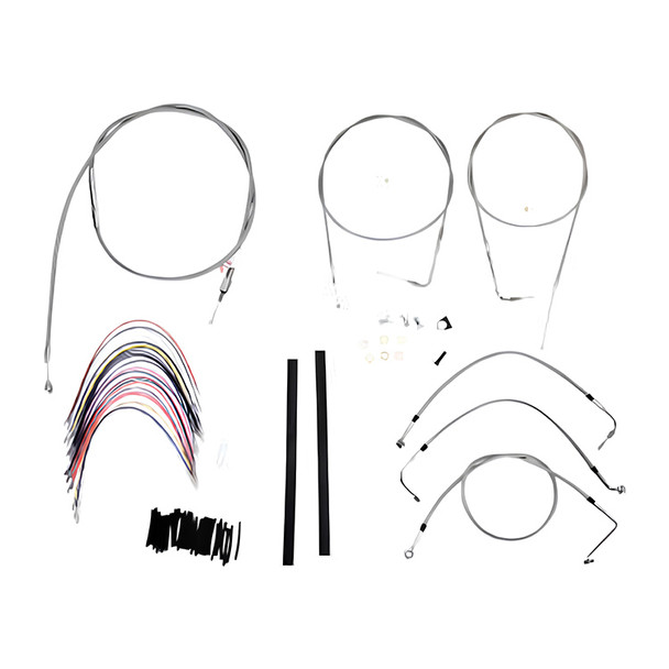 Burly Brand - Stainless Steel Handlebar Cable/Line Install Kit for 18" Ape Hanger Bar fits '02-'06 FLHR/I/CI/S/SI & FLTR (W/O Cruise)