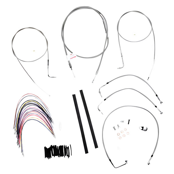 Burly Brand - Stainless Steel Handlebar Cable/Line Install Kit for 18" Ape Hanger Bar fits '99-'01 FLHR/I/CI Models