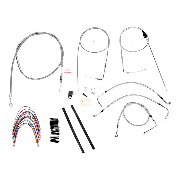 Burly Brand - Stainless Steel Handlebar Cable/Line Install Kit for 14" Ape Hanger Bar fits '07 FLHR/I/CI/S/SI & FLTR (W/ Cruise)