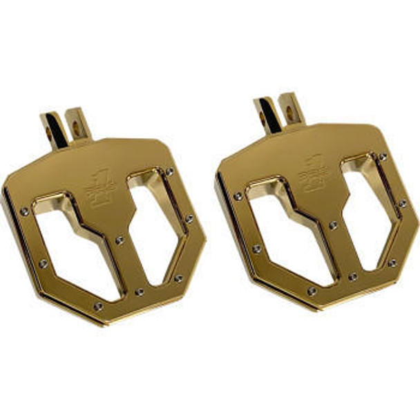 Pro-One - Gold BMX Mini Pegs fits '18-Up M8 Softail Models - Rider Position