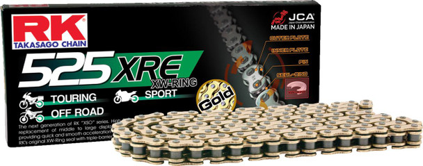 Rk - GB525XRE-120 - 525 XRE - Drive Chain - 120 Links - Gold