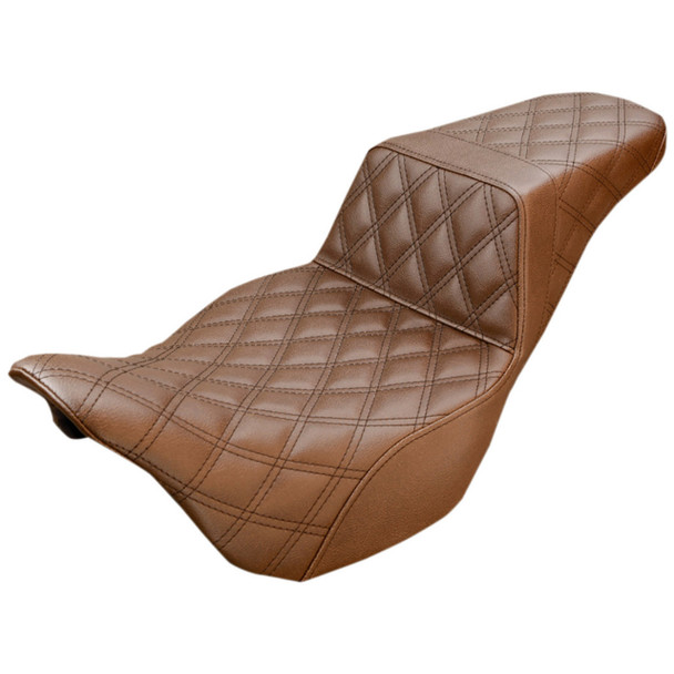 Saddlemen - Brown Full Lattice-Stitch Step-Up Seat fits '08-'23 Touring Models (Except '23 FLHXSE/​FLTRXSE & Trikes)