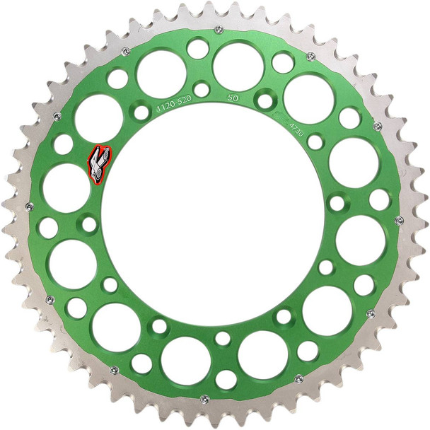 Renthal - 1120-520-50GPGN - Twinring™ Rear Sprocket - 50 Tooth - Green - Kawasaki/Suzuki