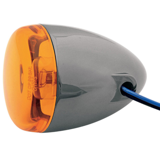 Chris Products - Custom Rear Signal Light Assembly - Black Nickel/Amber, Dual-Filament, Hollow Stem Mount 