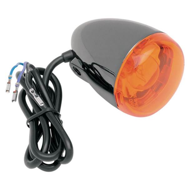 Chris Products - Custom Front Signal Light Assembly - Black Nickel/Amber, Dual-Filament, Stem Mount