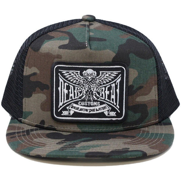 Deadbeat Customs - Ride Now Die Later Snapback Hat W/ Underbrim - Camo