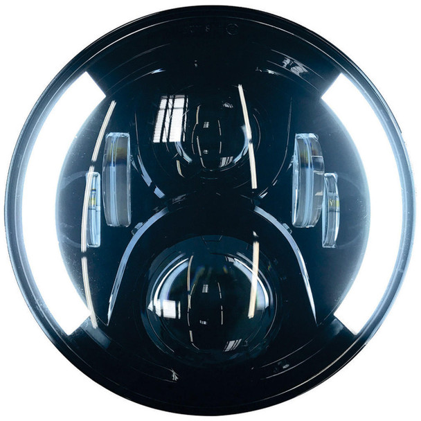 Pathfinder - Black High Definition 7" LED Headlight W/ Partial Halo fits '14-'19 Touring Models