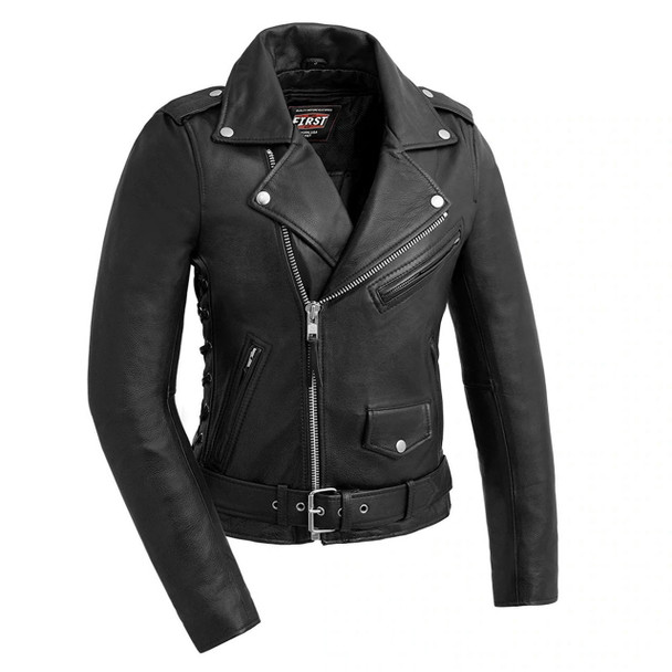  First Mfg. - Women's Popstar Motorcycle Leather Jacket - Black 