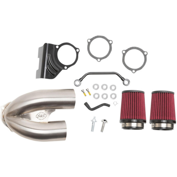  S&S Cycle - Stainless Steel Tuned Induction Air Cleaner Kit fits '08-'17 Harley Touring & '16-'17 Softail Models 