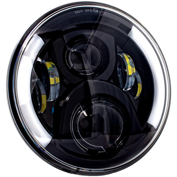 Letric Lighting Co. Lectric Lighting Co. - Black 7" Deluxe LED Headlight W/ Integrated SWITCHBACK Turn Signals 