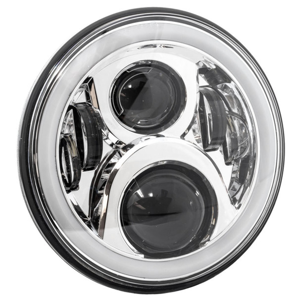 Lectric Lighting Co. - Chrome 7" Premium Wide-Array LED Headlight W/ Full-HALO