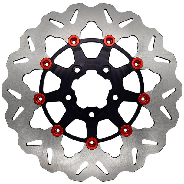 Galfer - 11.5" Front Full-Floating W/ Black Carrier & Red Buttons Brake Rotor fits '00-'14 Big Twin, '00-'13 XL Models (See Desc.)
