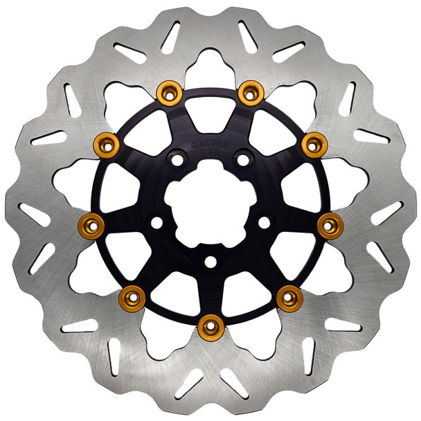 Galfer - 11.8" Rear Full-Floating W/ Black Carrier & Gold Buttons Brake Rotor fits '08-'21 Touring Models