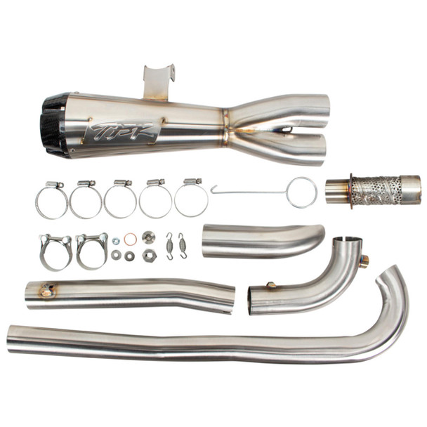Two Brothers Racing - 2-Into-1 Brushed Comp-S Exhaust System W/ Carbon Fiber End Cap fits '21 Sportster S Models