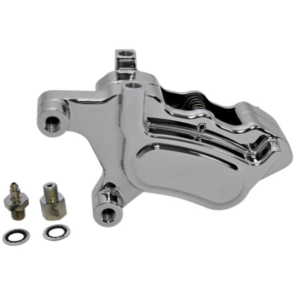 GMA - Smooth Chrome Front 4-Piston Millenium Series Single Disc M-Caliper fits '00-'07 HD Model (Exc. Springers & '04-'07 XL Models)
